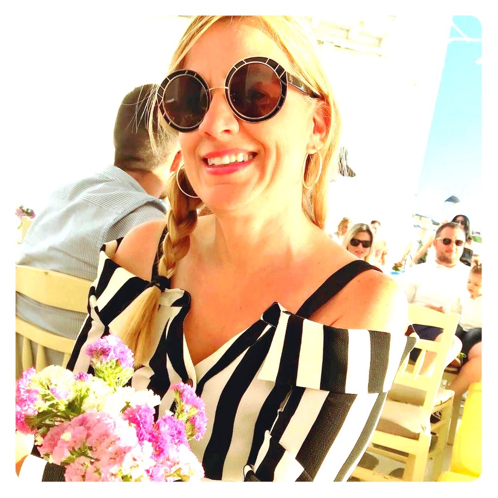 Tori Burch Black and Gold Sun Ray Sunglasses